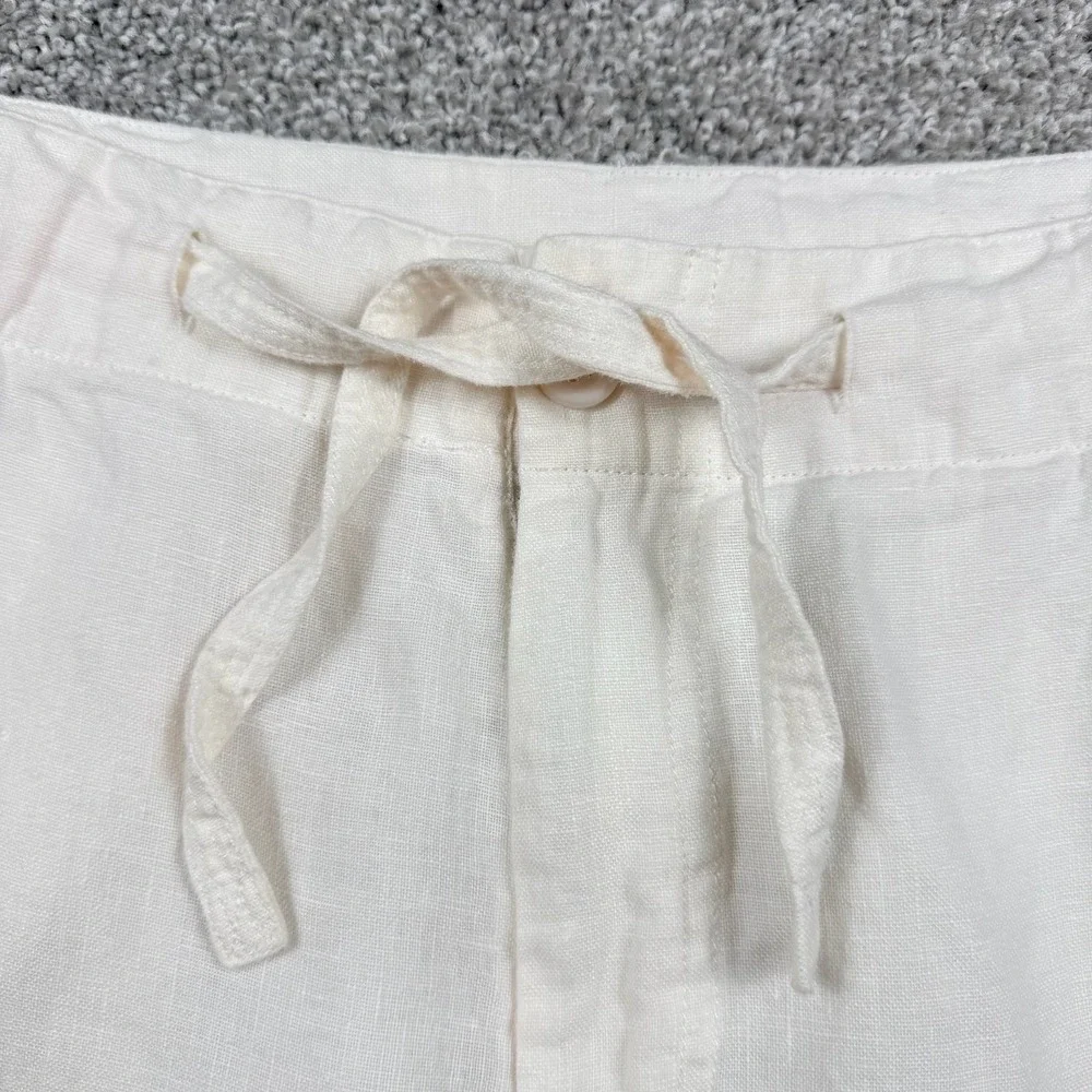 Toscano Firenze 100% Linen Drawstring Pants Men's M 34x33 Ivory Resort Beach